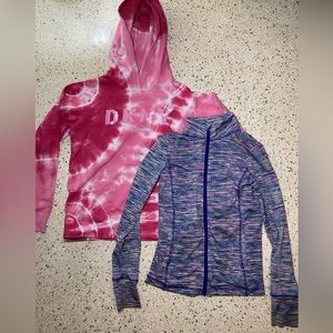 DKNY Pullover & Zip-up Jacket Bundle of 2 - Pink Tie-Dye & Blue Size Medium